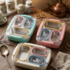 Individual Seal 3 Compartment Stainless Steel Tiffin Lunch Bento Box - 100% Leak Proof