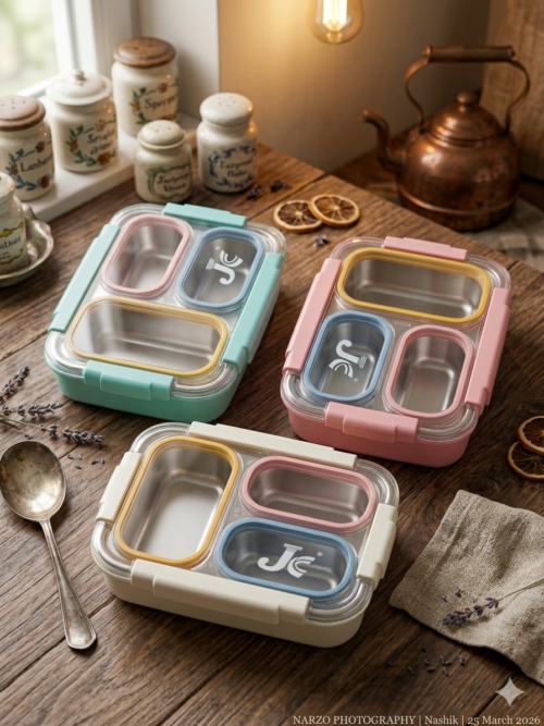 Individual Seal 3 Compartment Stainless Steel Tiffin Lunch Bento Box - 100% Leak Proof
