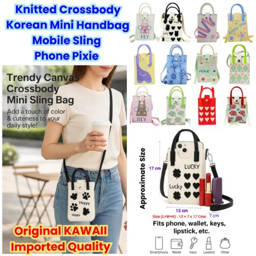 Knitted Crossbody Korean Mini Handbag Mobile Sling – Phone Pixie – Pack of 1