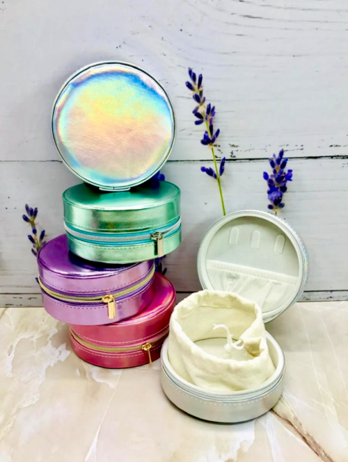 Metallic Round Jewellery Box / Multipurpose Gift  Box / Mini Jewellery Organizer