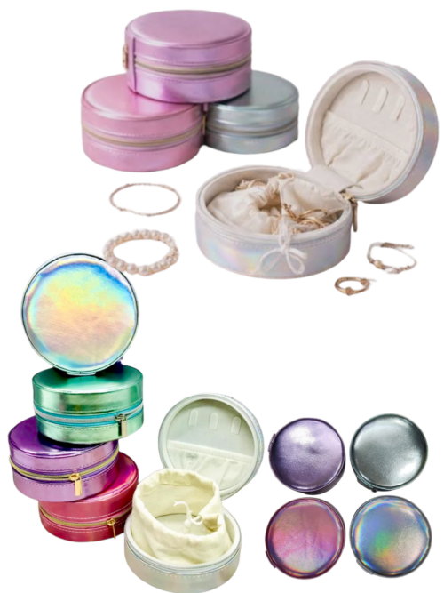 Metallic Round Jewellery Box / Multipurpose Gift  Box / Mini Jewellery Organizer