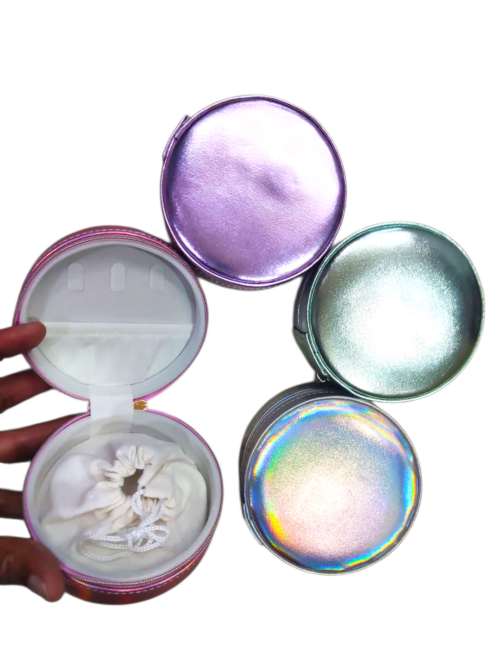 Metallic Round Jewellery Box / Multipurpose Gift  Box / Mini Jewellery Organizer