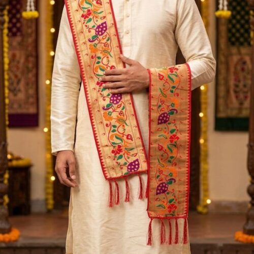 Traditional Paithani Shela / Swagat Stole / Sash / Welcome Stole - Pack of 1