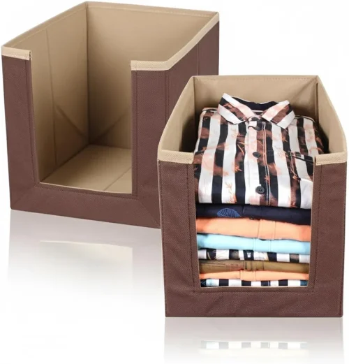 Foldable Stackable Clothes Organizer for Wardrobe – Shirts, Kurtis & T-Shirts Storage Box - Heavy Quality