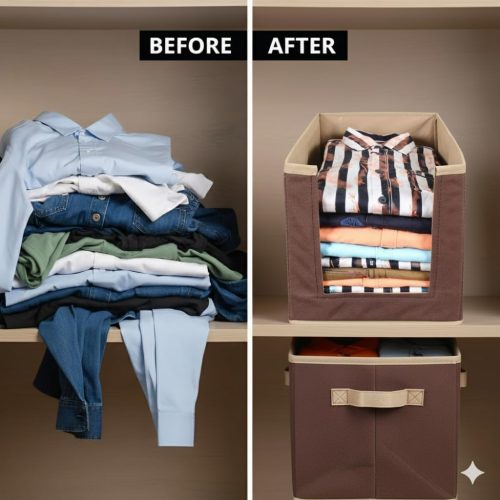 Foldable Stackable Clothes Organizer for Wardrobe – Shirts, Kurtis & T-Shirts Storage Box - Heavy Quality