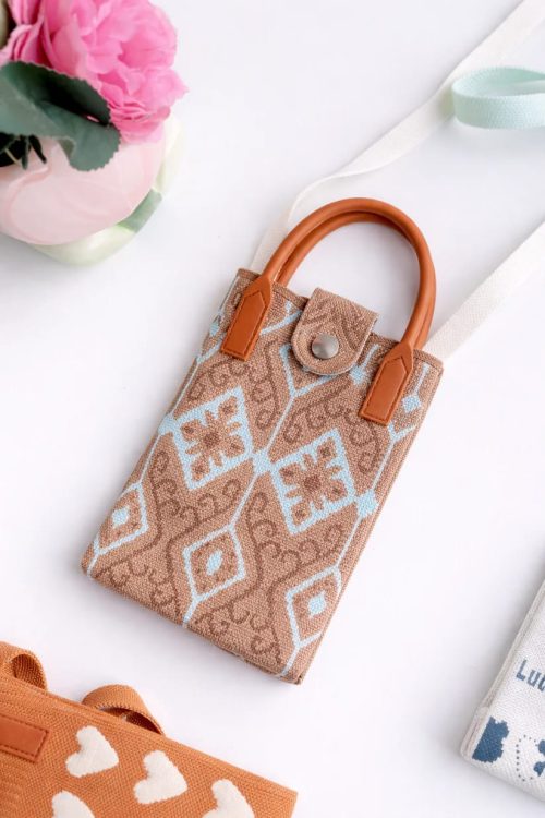 Knitted Crossbody Korean Mini Handbag Mobile Sling - Phone Pixie - Pack of 1