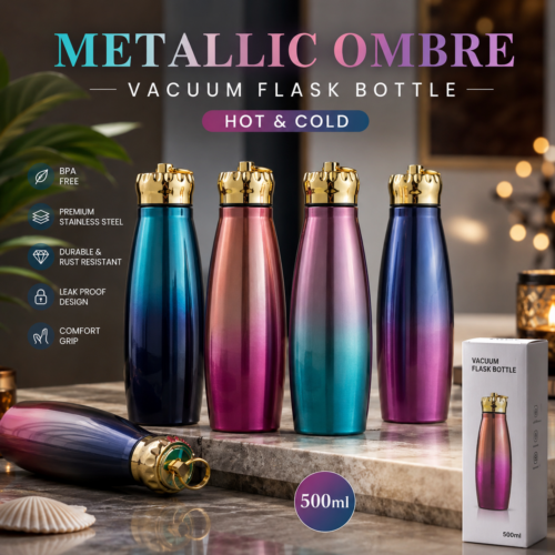 Metallic Ombre Stainless Steel Hot & Cold Vacuum Flask Bottle - 500 ml