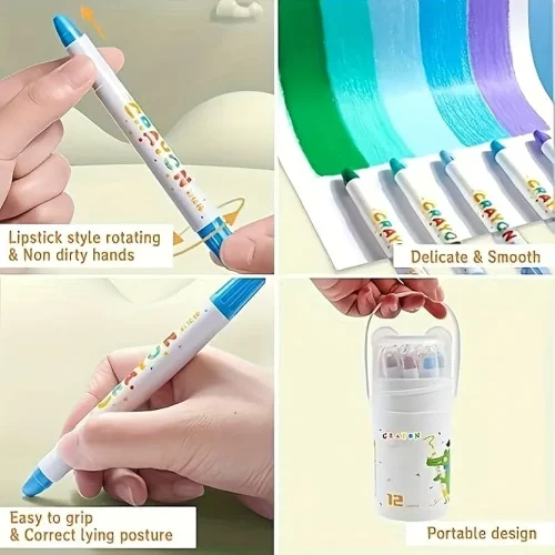 Alternative view of 2 in 1 Premium 12 Colors Twistable Rolling Water Soluble Silky Smooth Crayons / Water Colors in Portable Container