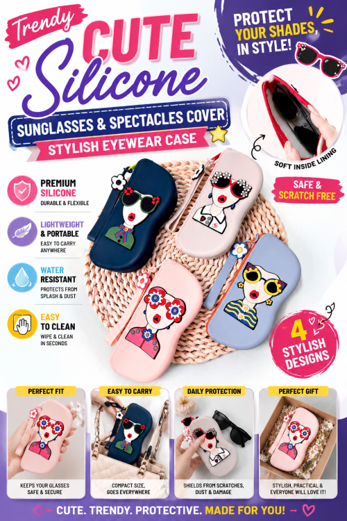 Trendy Cute Silicone Sunglasses & Spectacles Cover | Stylish Eyewear Case