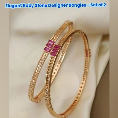 Elegant Ruby Stone Designer Bangles - Set of 2