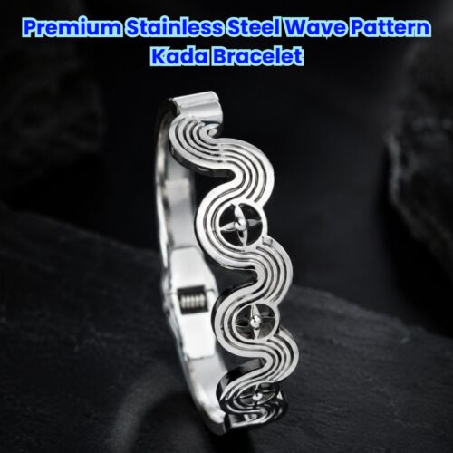 Premium Stainless Steel Wave Pattern Kada Bracelet