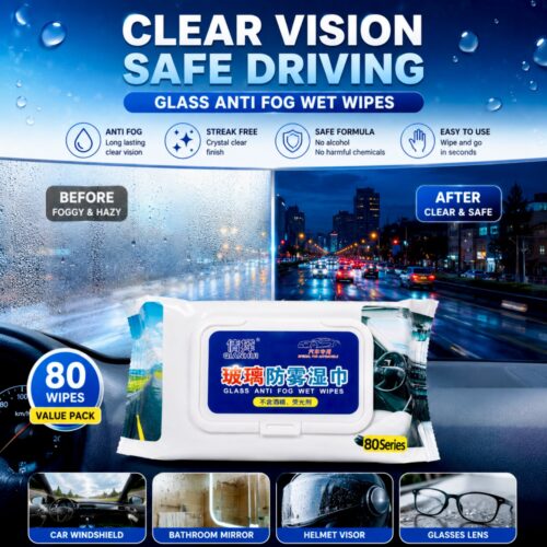 Alternative view of Glass Anti-Fog Wet Wipes for Car Windshield, Helmet Visor & Glasses – 80 Wipes