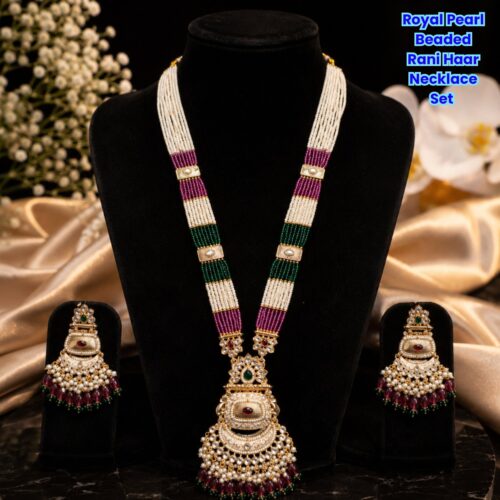 Royal Pearl Beaded Rani Haar Necklace Set