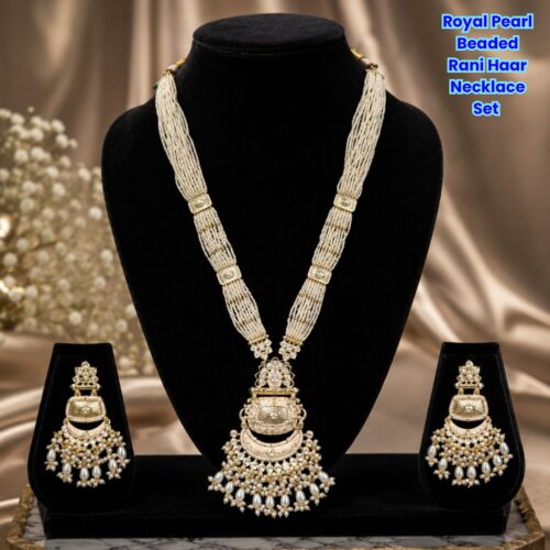 Alternative view of Royal Pearl Beaded Rani Haar Necklace Set