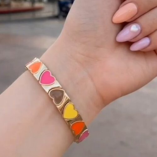 Multicolor Heart Design Stretchable Italian Bracelet
