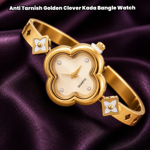 Alternative view of Anti Tarnish Golden Clover Kada Bangle Watch