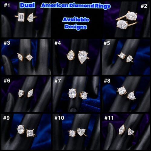 Alternative view of Dual American Diamond Ring (Adjustable Free Size)