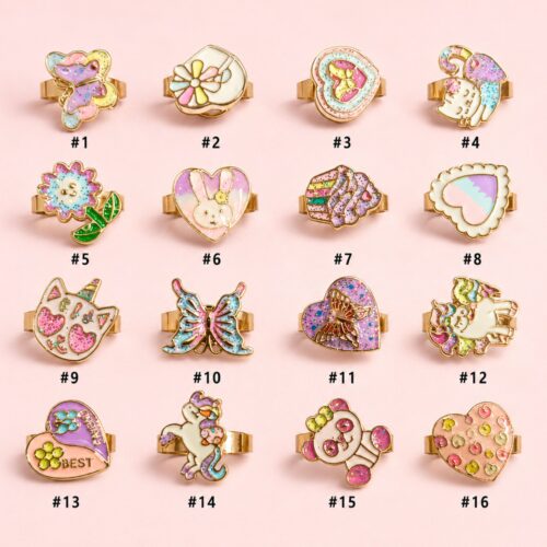360° Rotating Kids Fidget Spinner Ring – Adjustable Free Size Cartoon Finger Ring for Girls