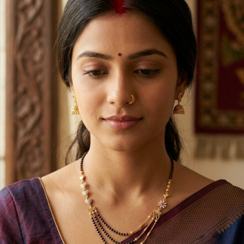 Alternative view of Triple Layer Chain Designer Mangalsutra