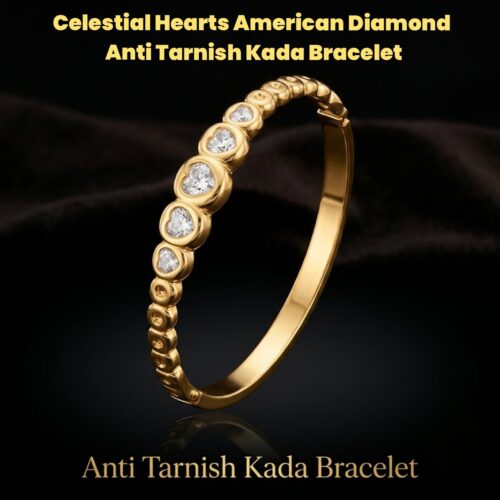 Celestial Hearts American Diamond Anti Tarnish Kada Bracelet