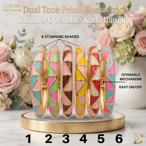 Alternative view of Dual Tone Prism Geometric Enamel Openable Kada Bangle