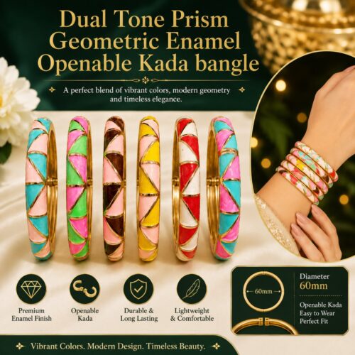 Dual Tone Prism Geometric Enamel Openable Kada Bangle