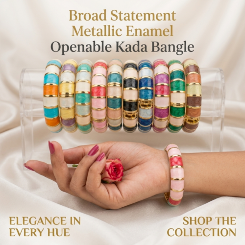 Broad Statement Metallic Enamel Openable Kada Bangle