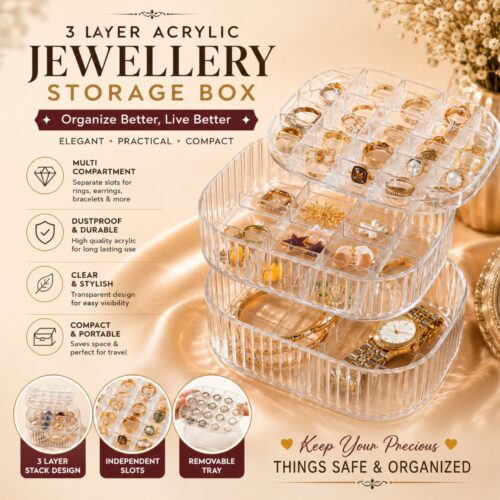 3 Layer Acrylic Jewellery Storage Box