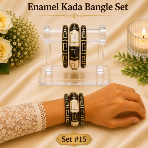 Enamel Kada Bangle Set - Set of 3 Kada Bangles - Bangle Stacks