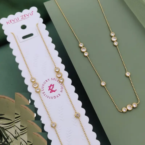 Alternative view of Anti Tarnish Bezel Set Solitaire Crystal Station Chain Set - Pack of 1