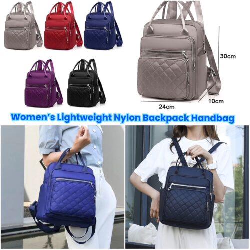 Women's Lightweight Nylon Backpack Handbag