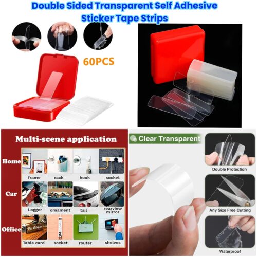 Double Sided Transparent Self Adhesive Sticker Tape Strips